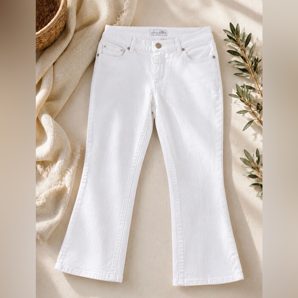 LOFT Modern Kick Crop White Denim Jeans Women’s Size 4 / 27 - Picture 3 of 4